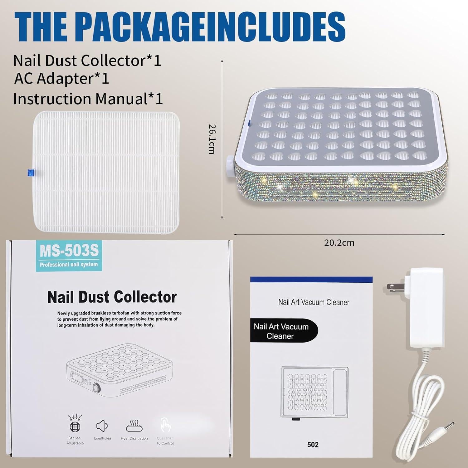 Aspirador de Uñas Recargable Aruiefxe con Filtro Reutilizable