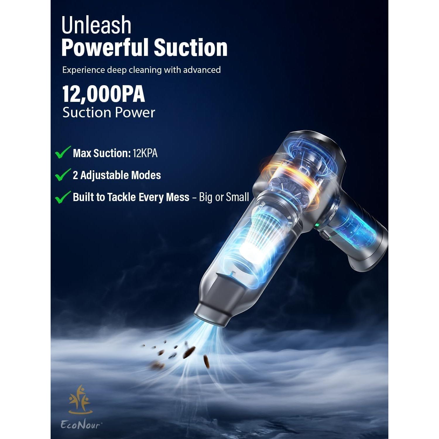 Aspiradora de Mano Inalámbrica Genérico 12,000Pa Gris