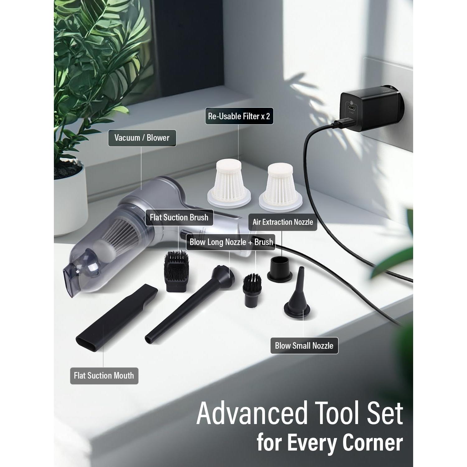 Aspiradora de Mano Inalámbrica Genérico 12,000Pa Gris