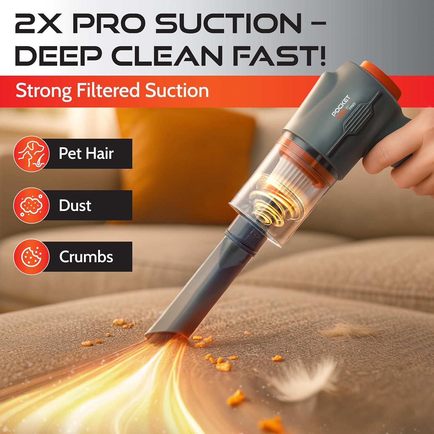 Aspiradora de Mano Pocket Vac Pro Inalámbrica 100W con Estación de Carga