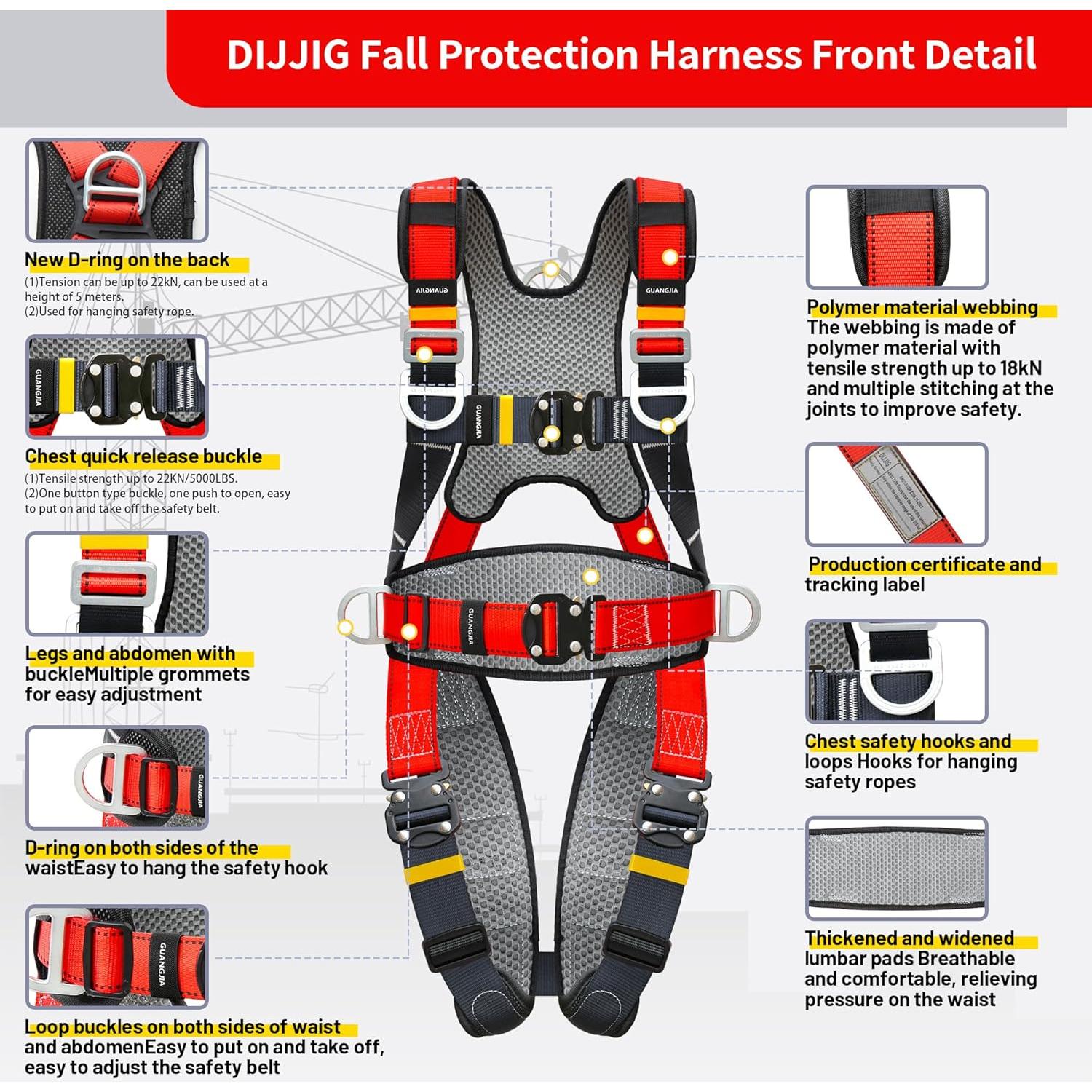 Arnés de Cuerpo Completo DIJJIG con Acolchado y Hebillas Rápidas