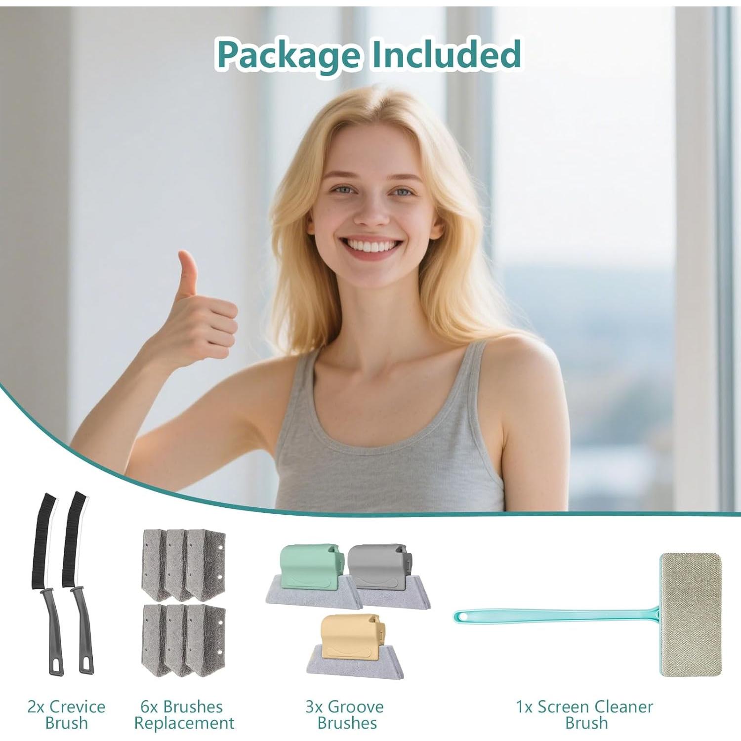 Kit de limpieza de pantallas de ventana VTOPVMAX con cepillos