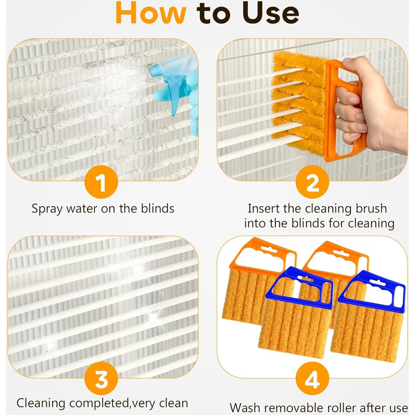 Limpiador de Persianas Qilxziy 4 Pcs Microfibra Lavable