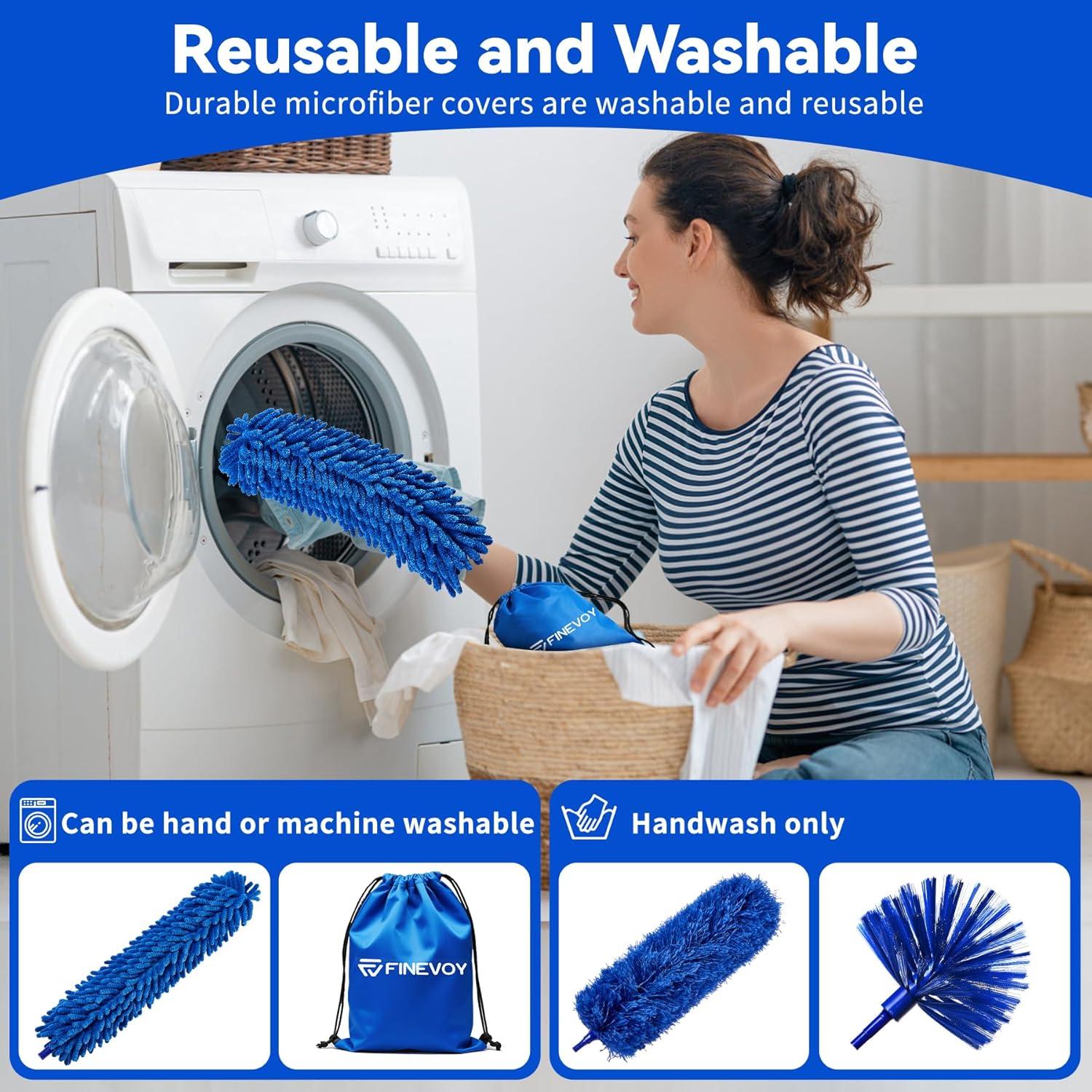 Kit de Plumeros 5 en 1 Finevoy con Palo Extensible Azul