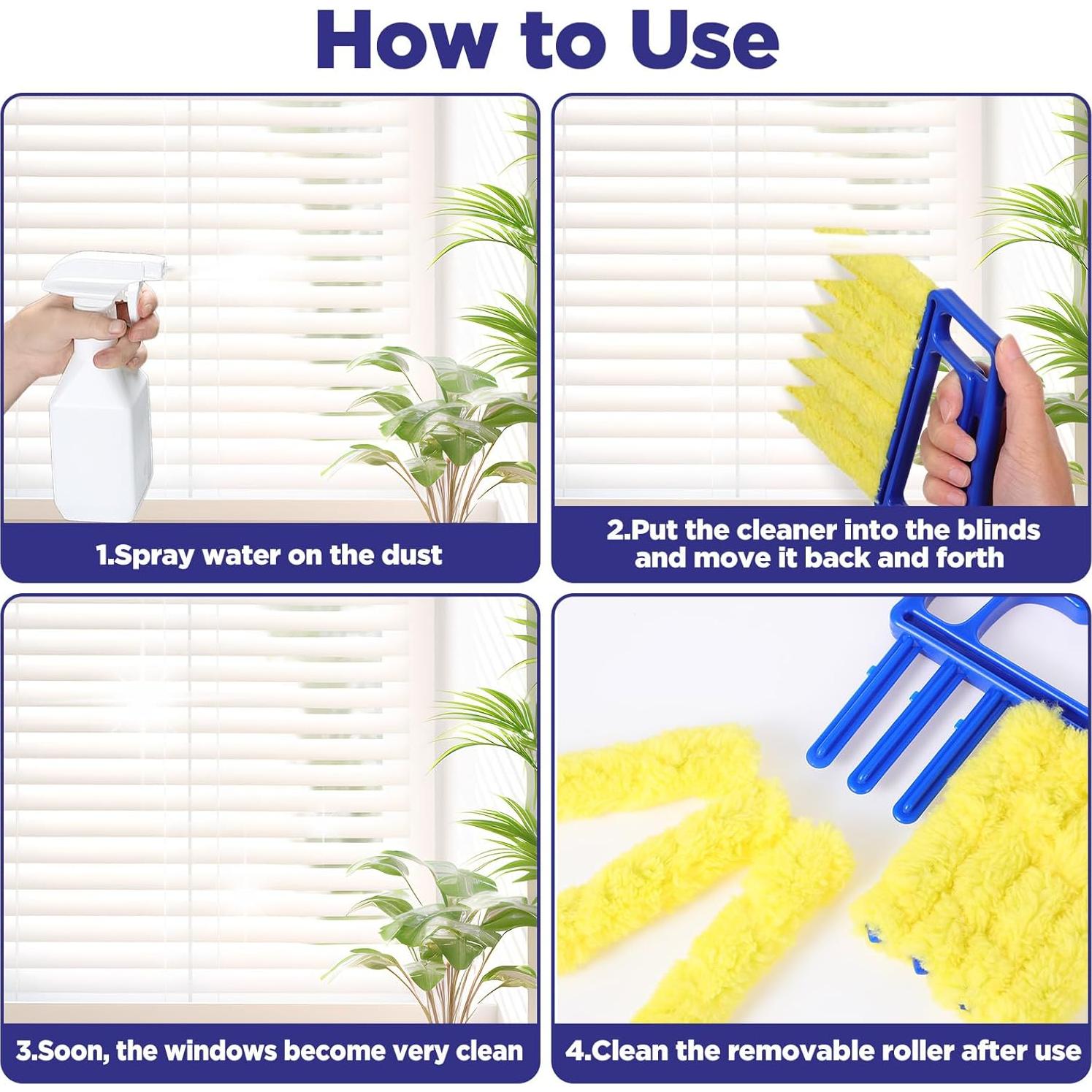 Herramienta de limpieza de persianas Lusofie 4 Pcs microfibra