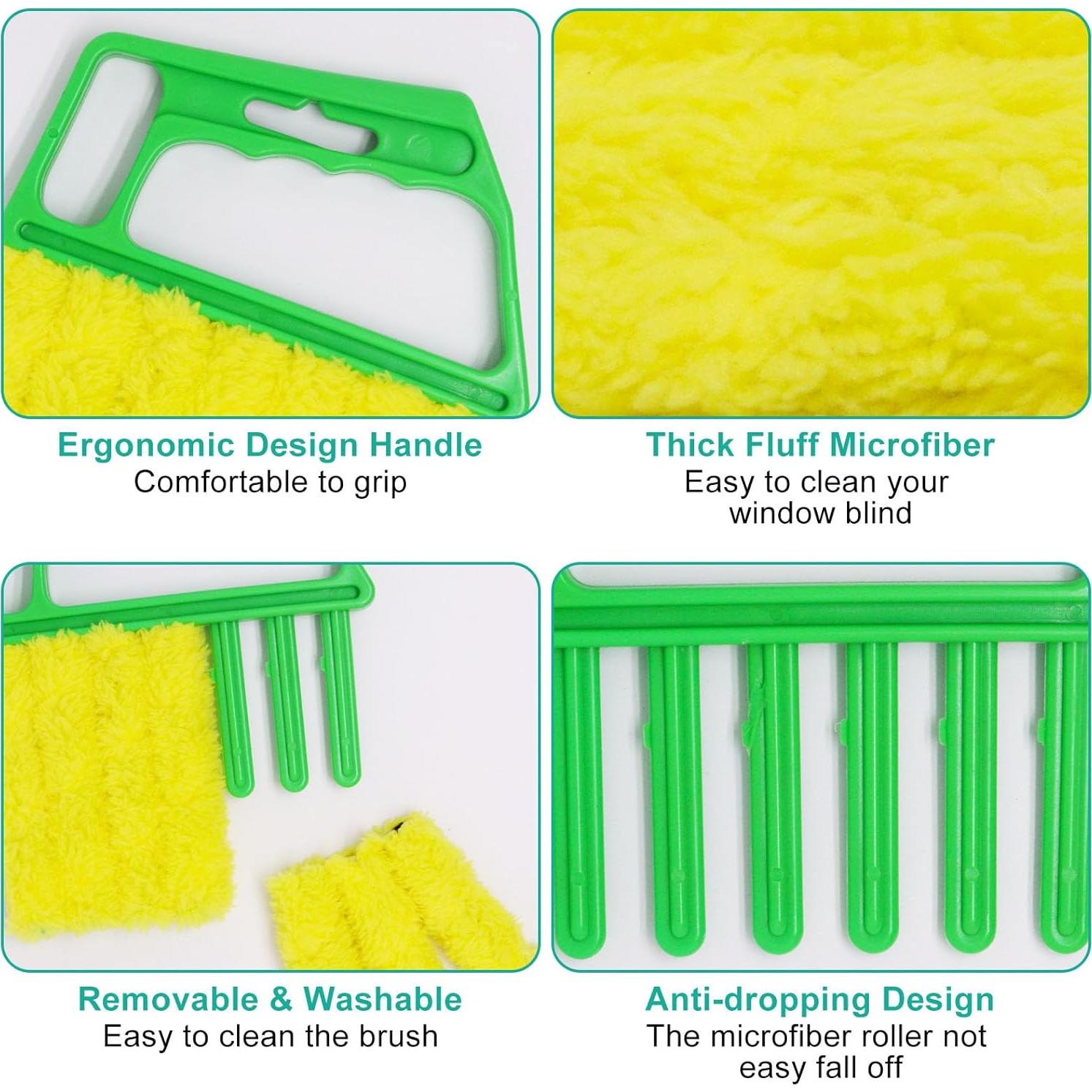 Limpiador de Persianas BUXIMN 4 Piezas 7 Dedos Azul Verde