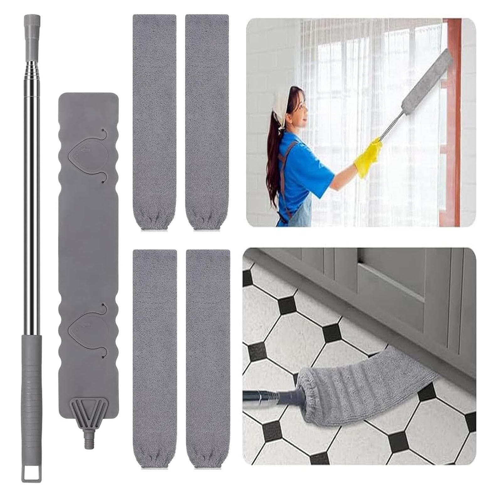 Limpiador de Polvo Extensible Foetifeu con 4 Paños Lavables