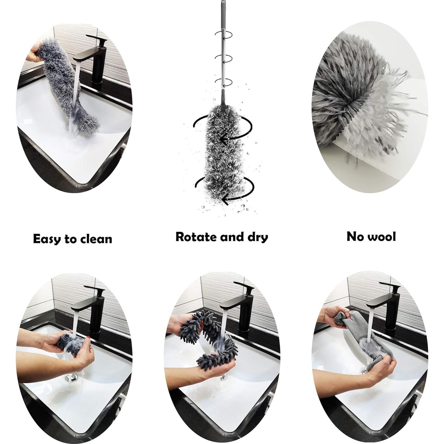 Kit de Plumero de Microfibra 5-en-1 BrilliantRay, Extensible 76-254 cm