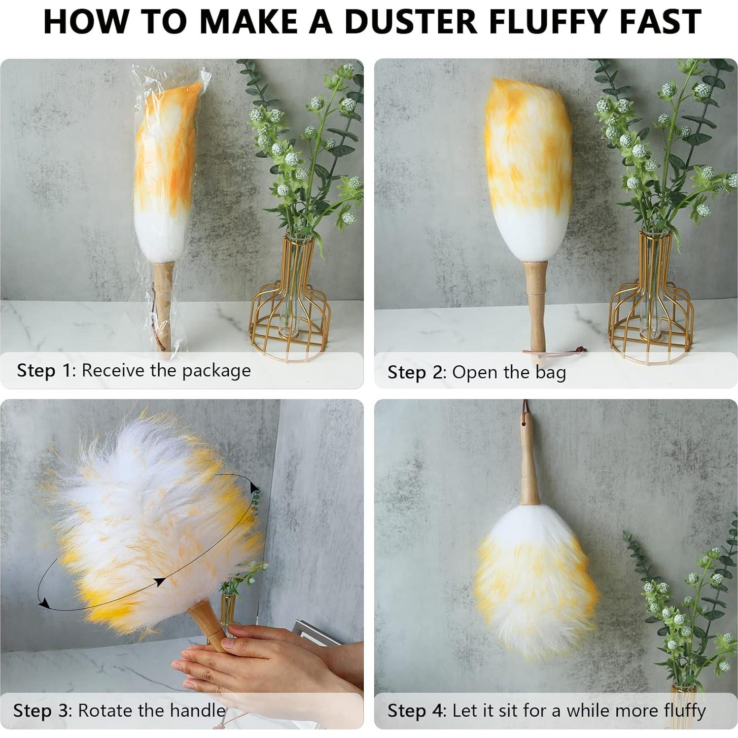 Duster de lana de cordero iHUFeather 35.56 cm Amarillo y Blanco