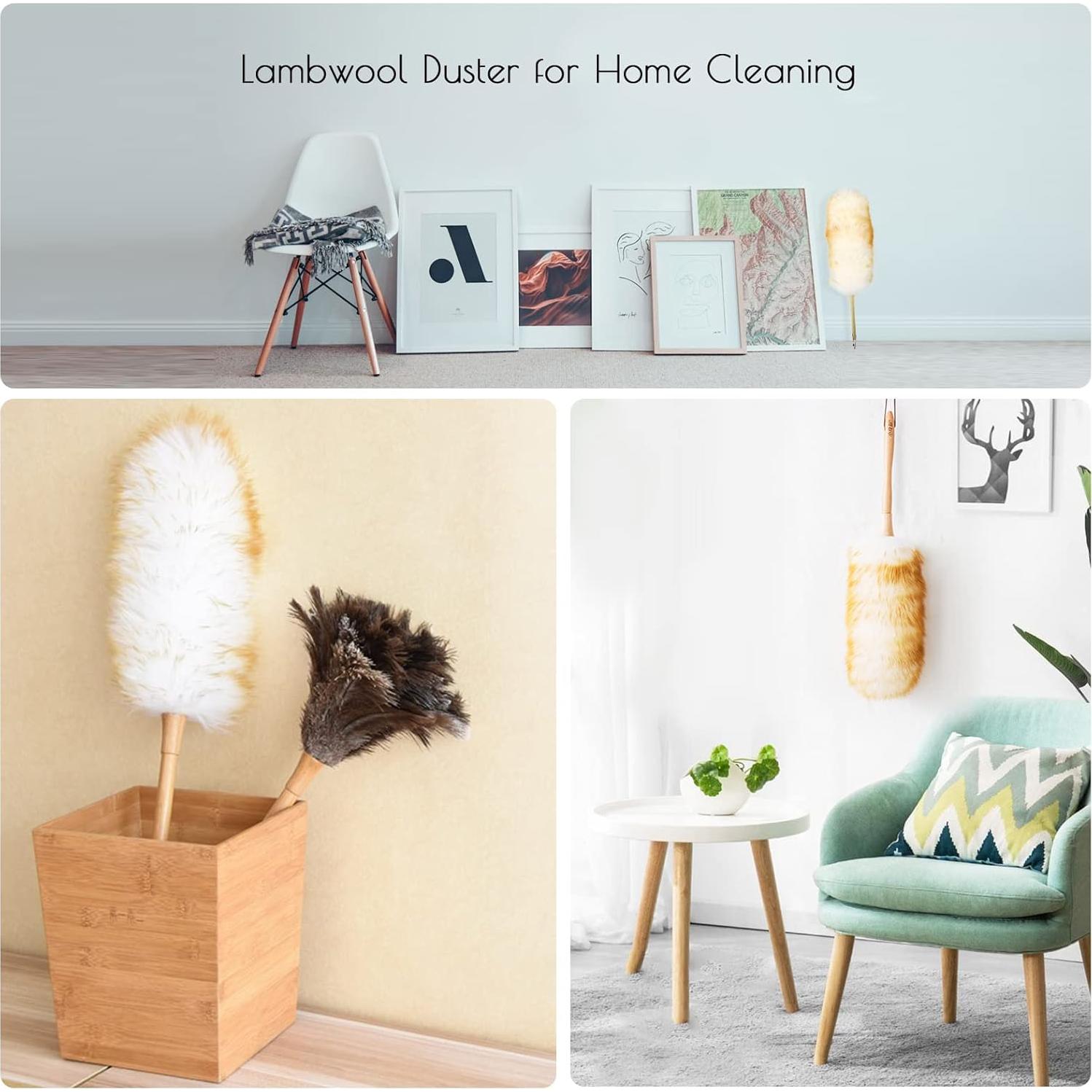 Duster de lana de cordero iHUFeather 35.56 cm Amarillo y Blanco