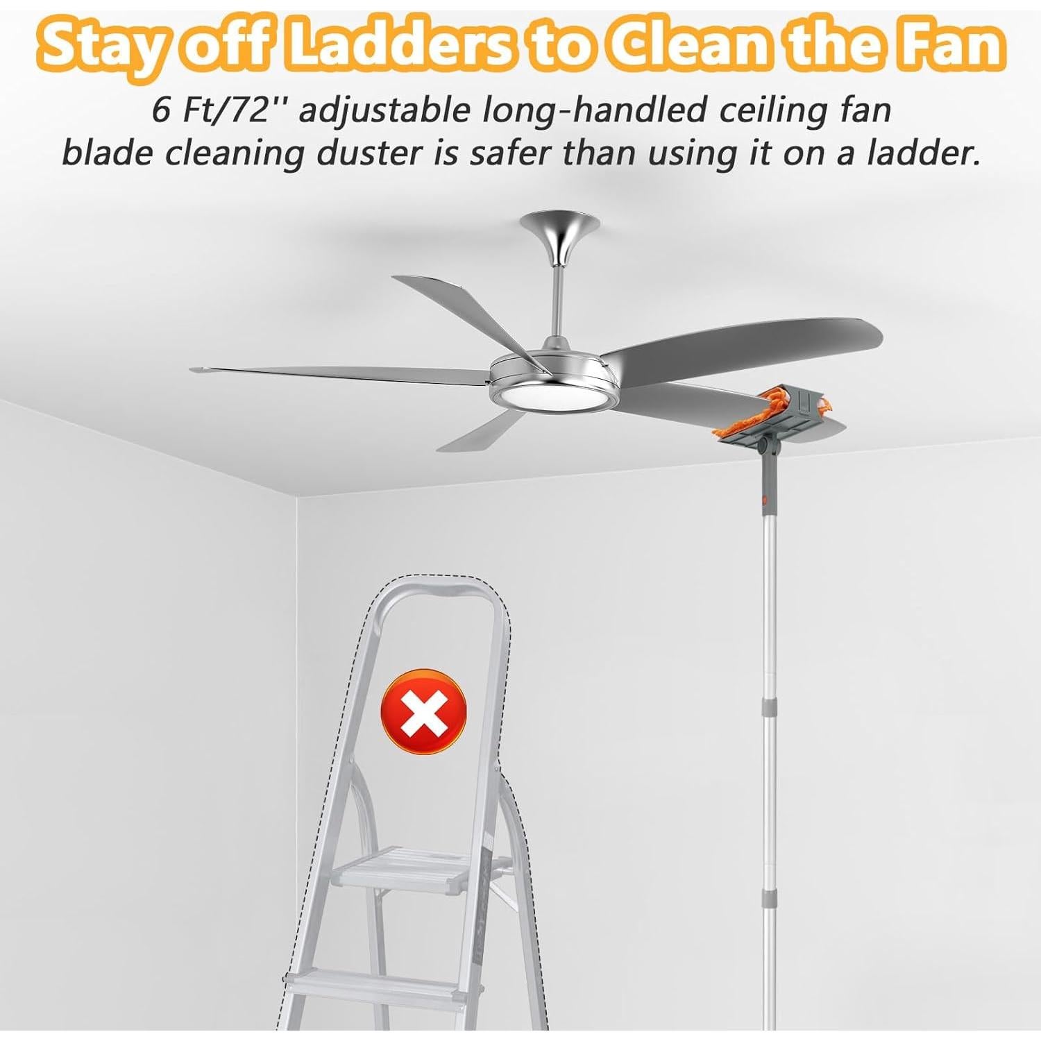 Limpiador de Ventiladores de Techo Farafox, Varilla Extensible 1.83m