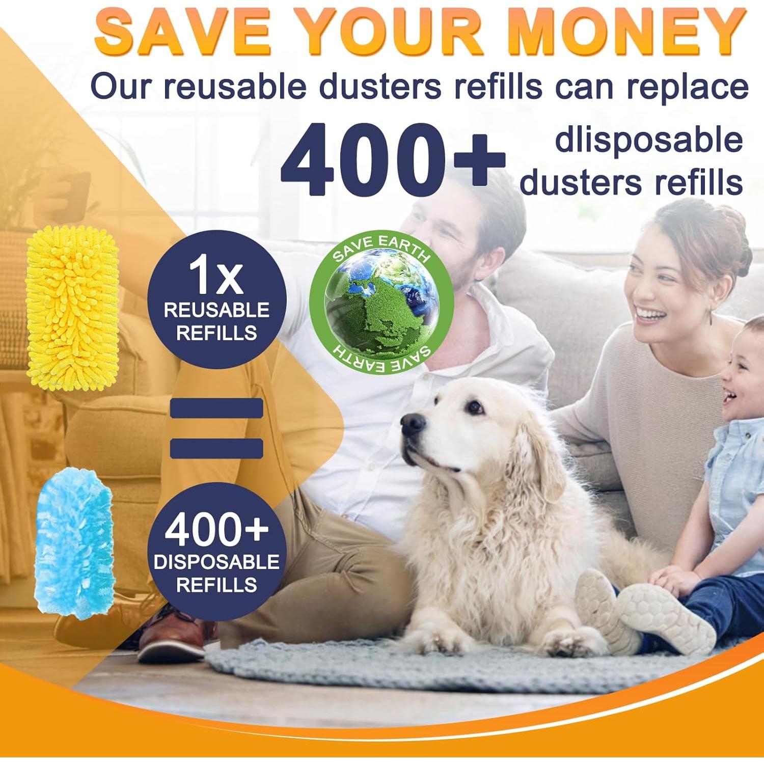 Repuestos de Plumero Reutilizables KeFanta 8 Pcs con Mango