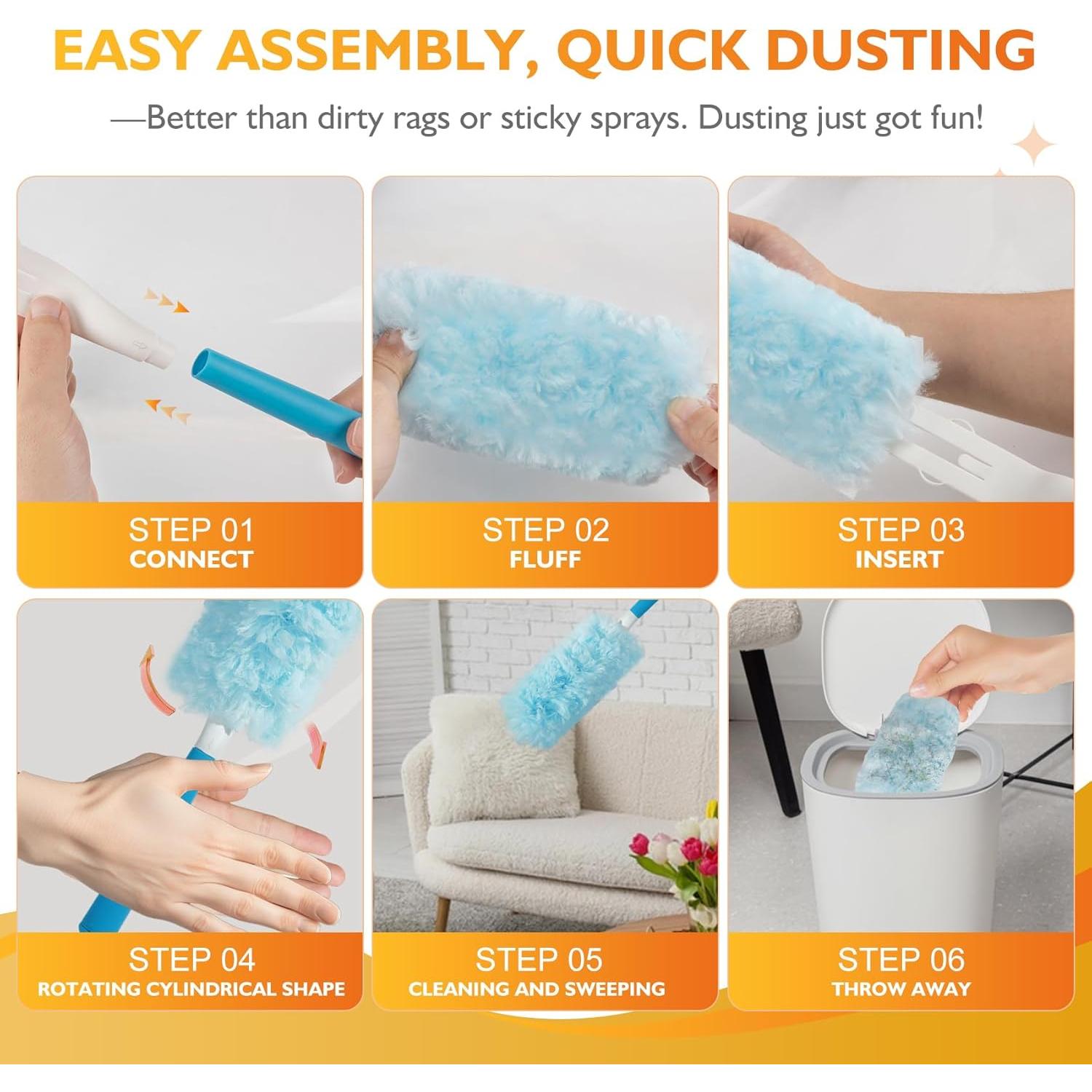 Kit Plumero Estático LufamlyGo 60 Recambios 360° Mango 0.91m