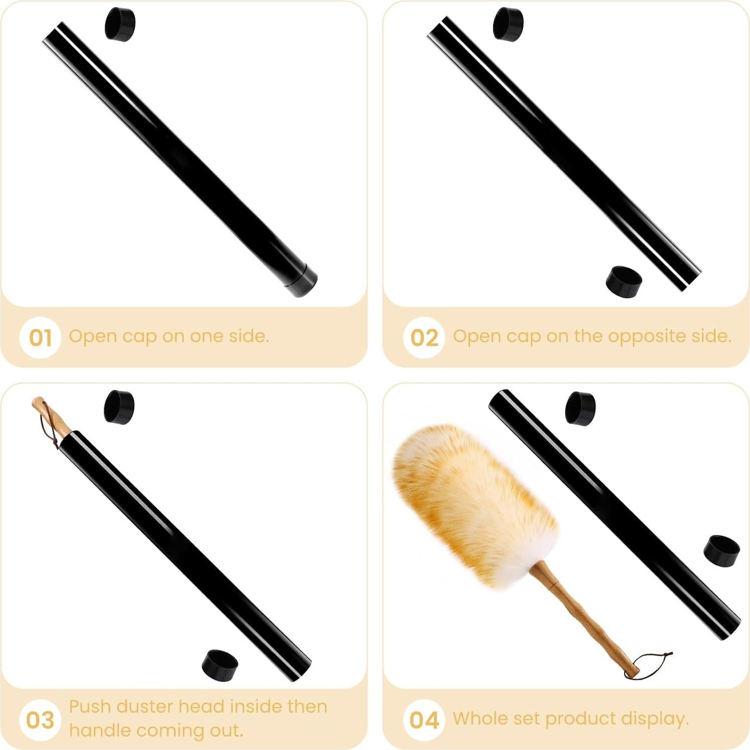 Duster de lana de cordero Green Vivid 48 cm con mango de bambú