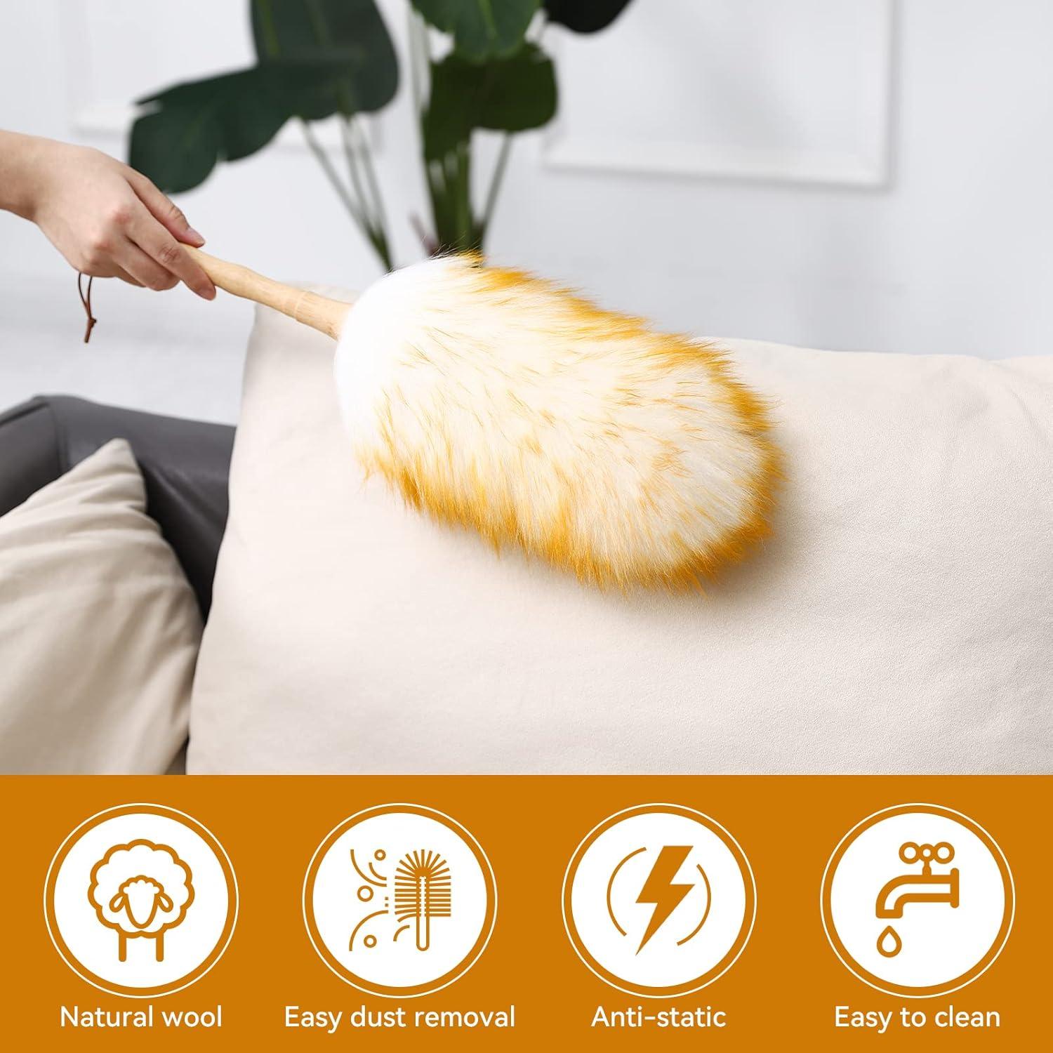 Duster de lana de cordero Green Vivid 48 cm con mango de bambú