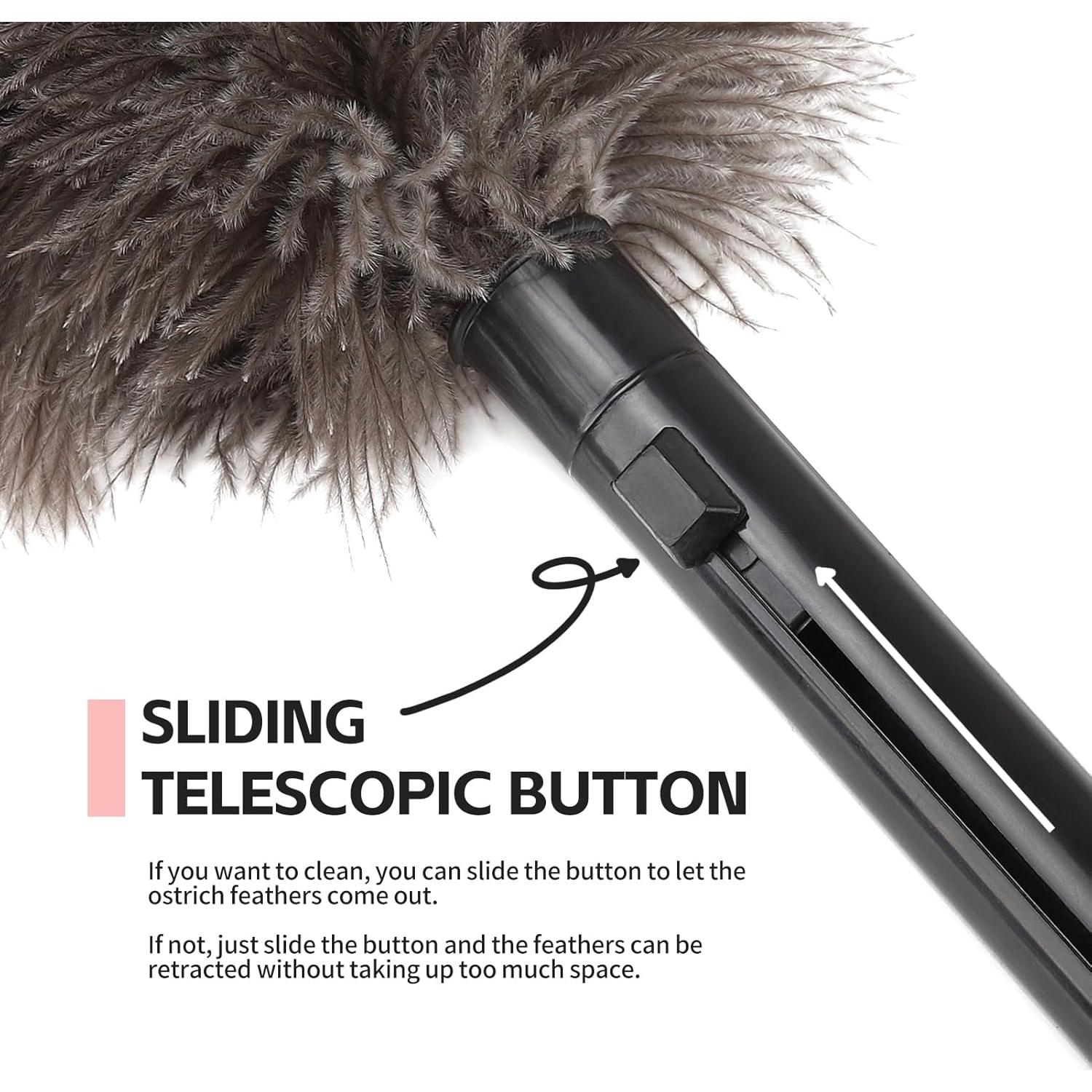 Plumero Retráctil FeelfunFeather de Plumas de Avestruz 38 cm