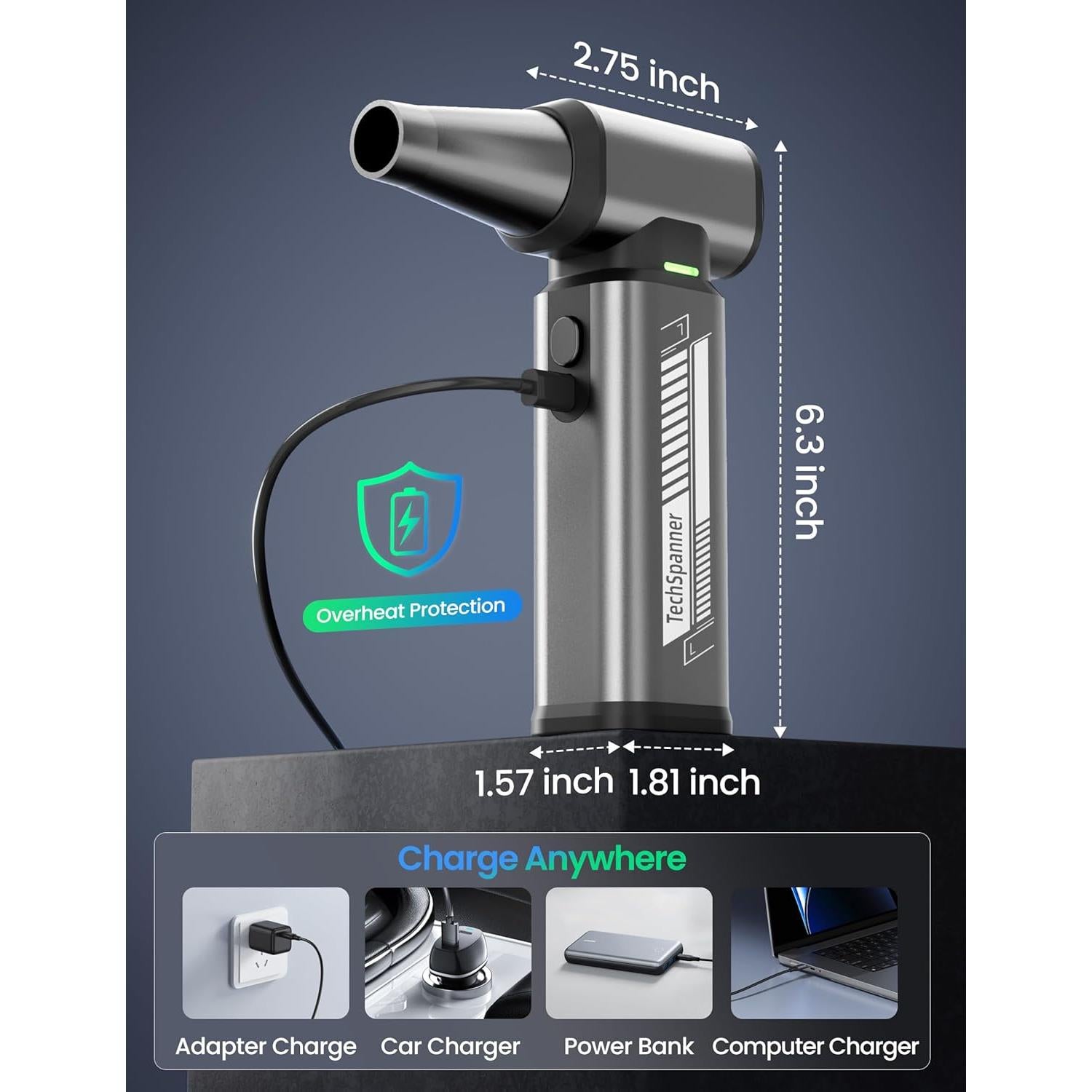 Soplador de Aire Comprimido TechSpanner W17 300000 RPM 3 Velocidades