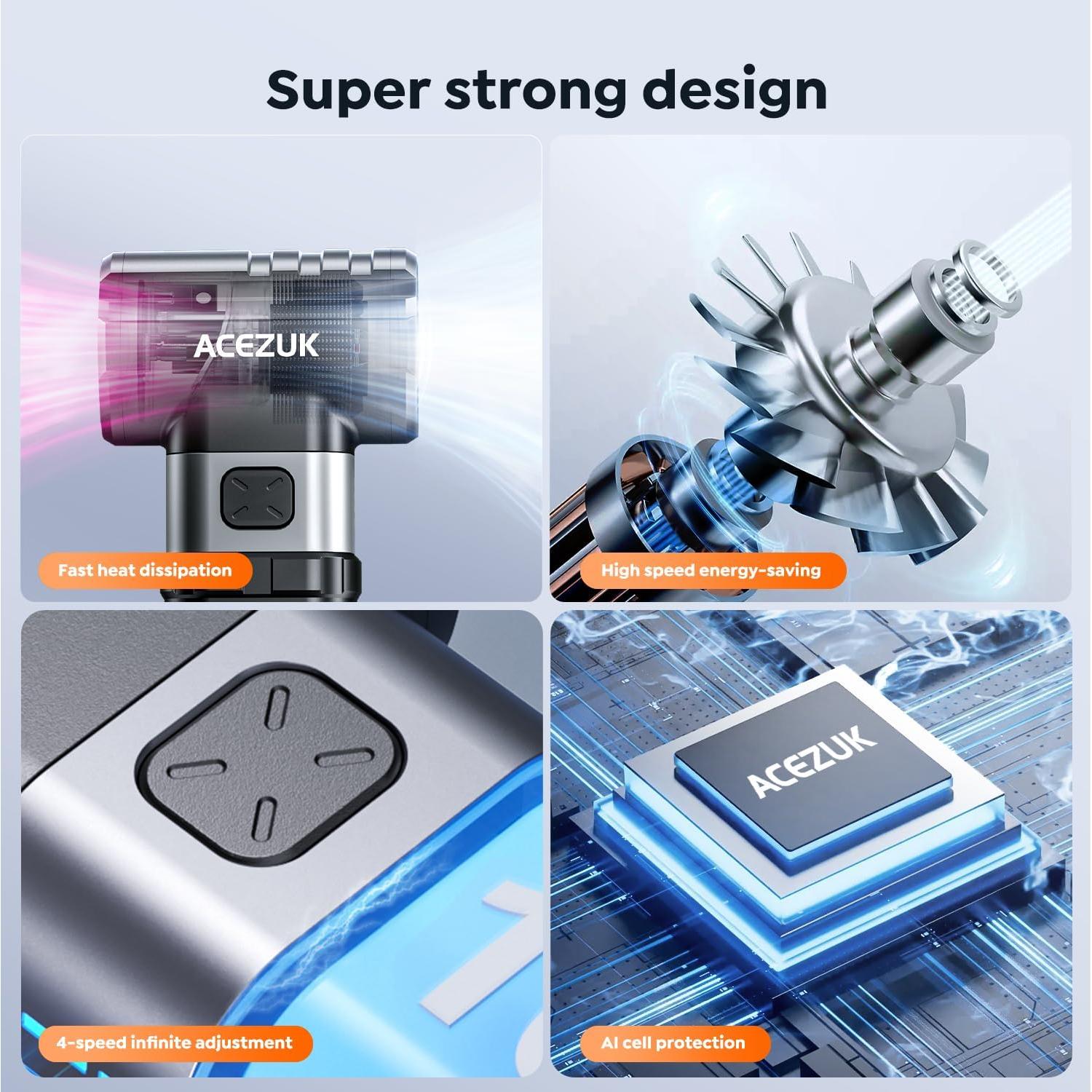 Soplador de Aire Comprimido ACEZUK AD100 300000 RPM Inalámbrico