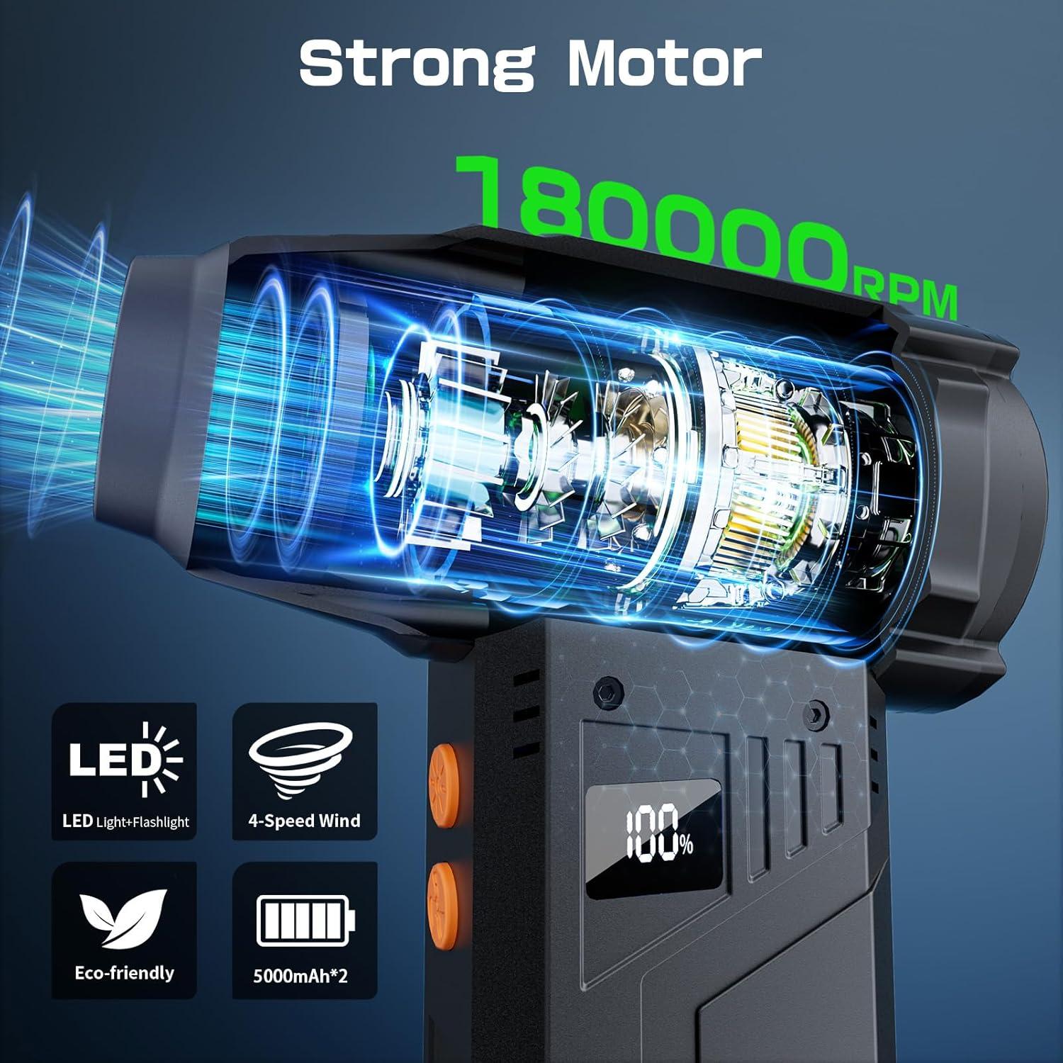 Soplador de Aire Comprimido XJUGEZ BL08 180000RPM con Linterna