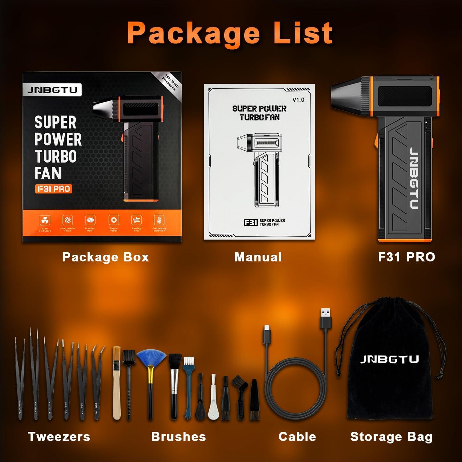 Soplador de Aire Eléctrico JNBGTU F31 PRO 140000 RPM 3 Velocidades