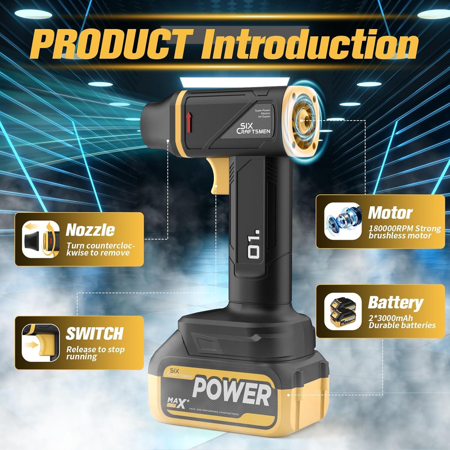 Soplador de Aire Comprimido 215W SIX CRAFTSMEN 180000 RPM