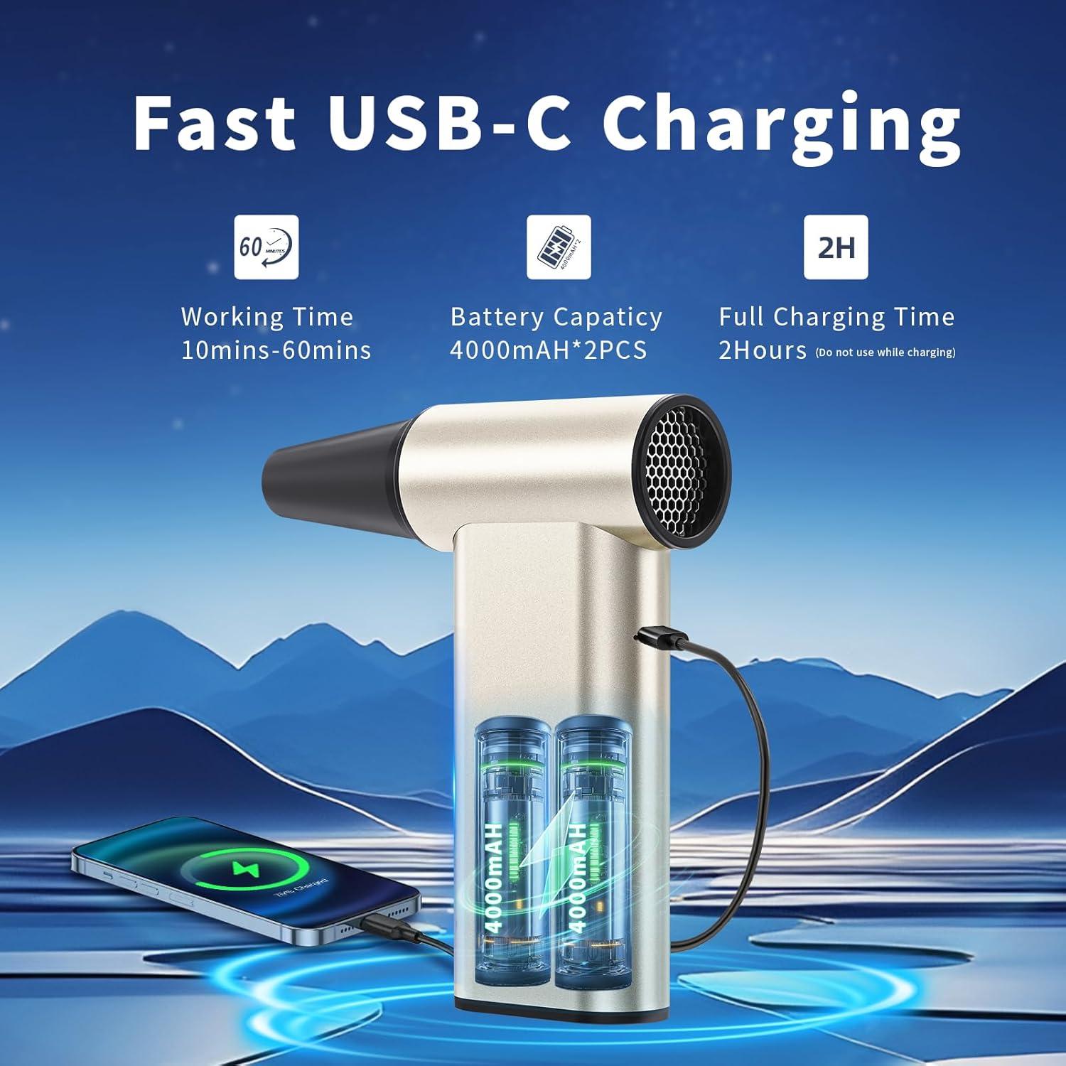 Soplador de Aire Comprimido Rckskaya 300000RPM Recargable