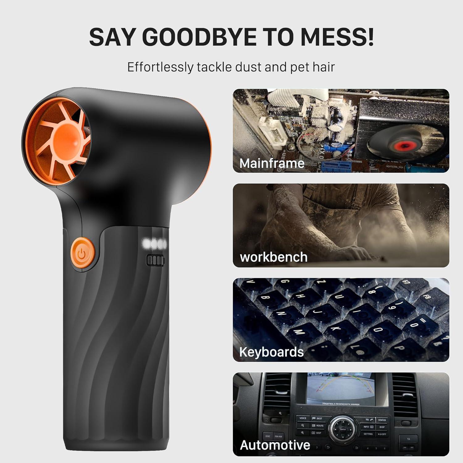 Soplador de Aire Eléctrico MOTOBEE Inalámbrico 280000RPM Negro