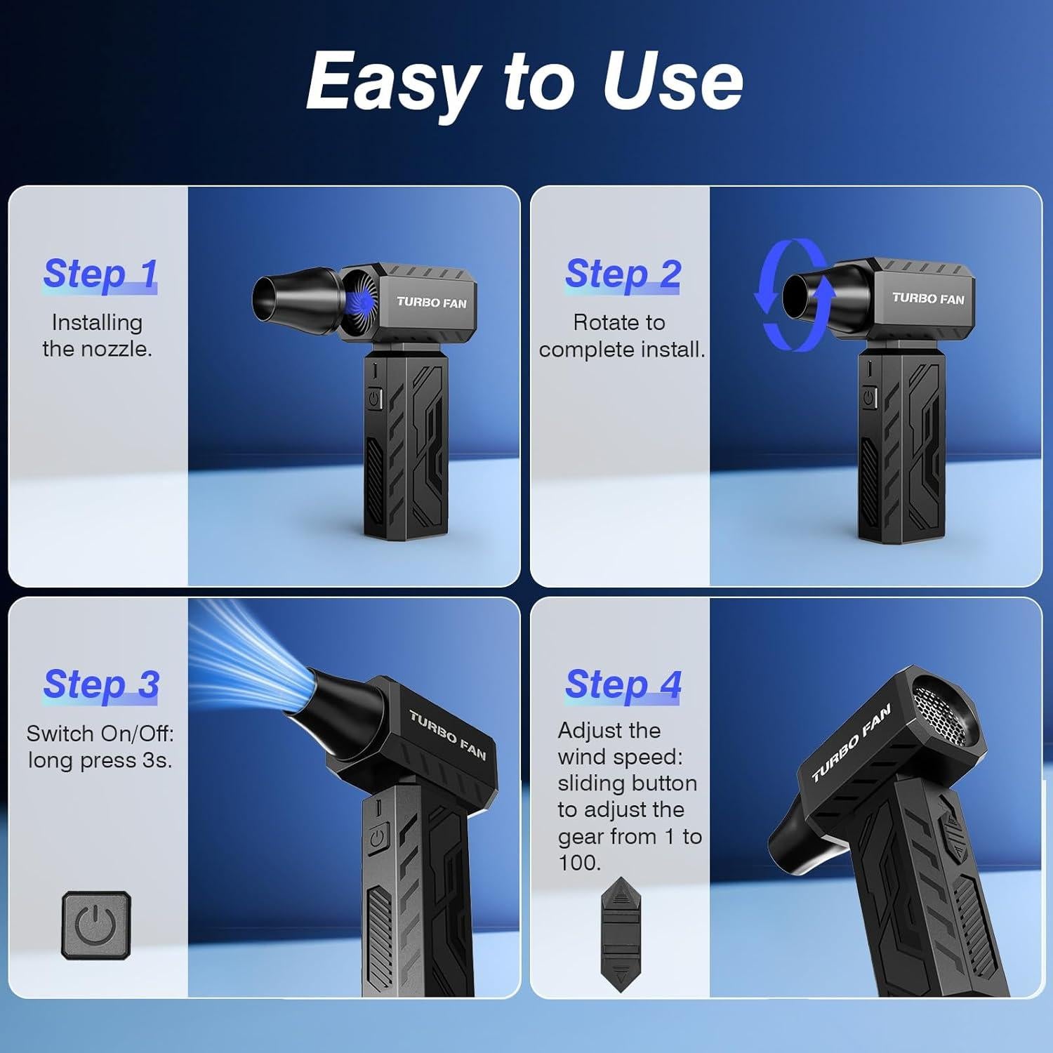 Soplador de Aire Comprimido TOOLBOOX CY02 390000RPM Inalámbrico