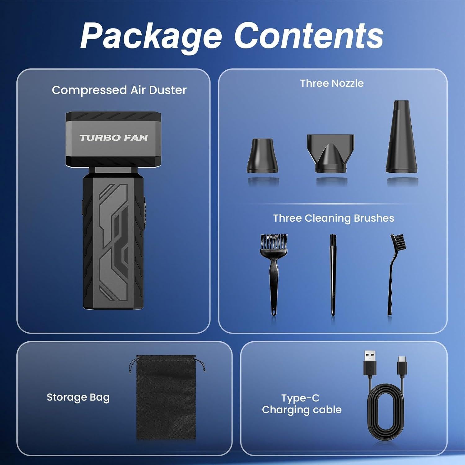 Soplador de Aire Comprimido TOOLBOOX CY02 390000RPM Inalámbrico