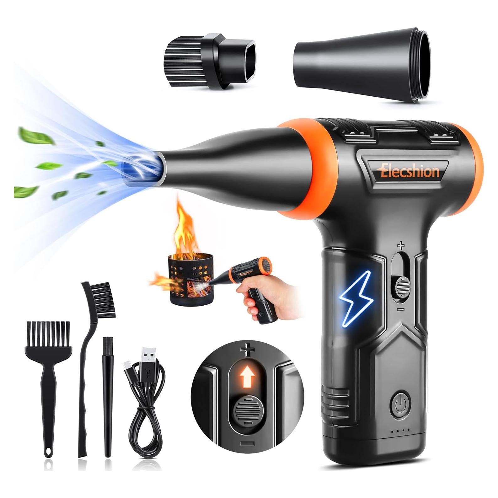 Soplador de Aire Eléctrico Elecshion 120m/s Recargable Naranja