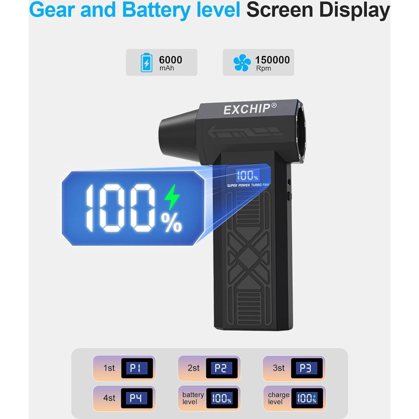 Soplador de Aire Comprimido y Aspiradora EXCHIP P80 2-en-1
