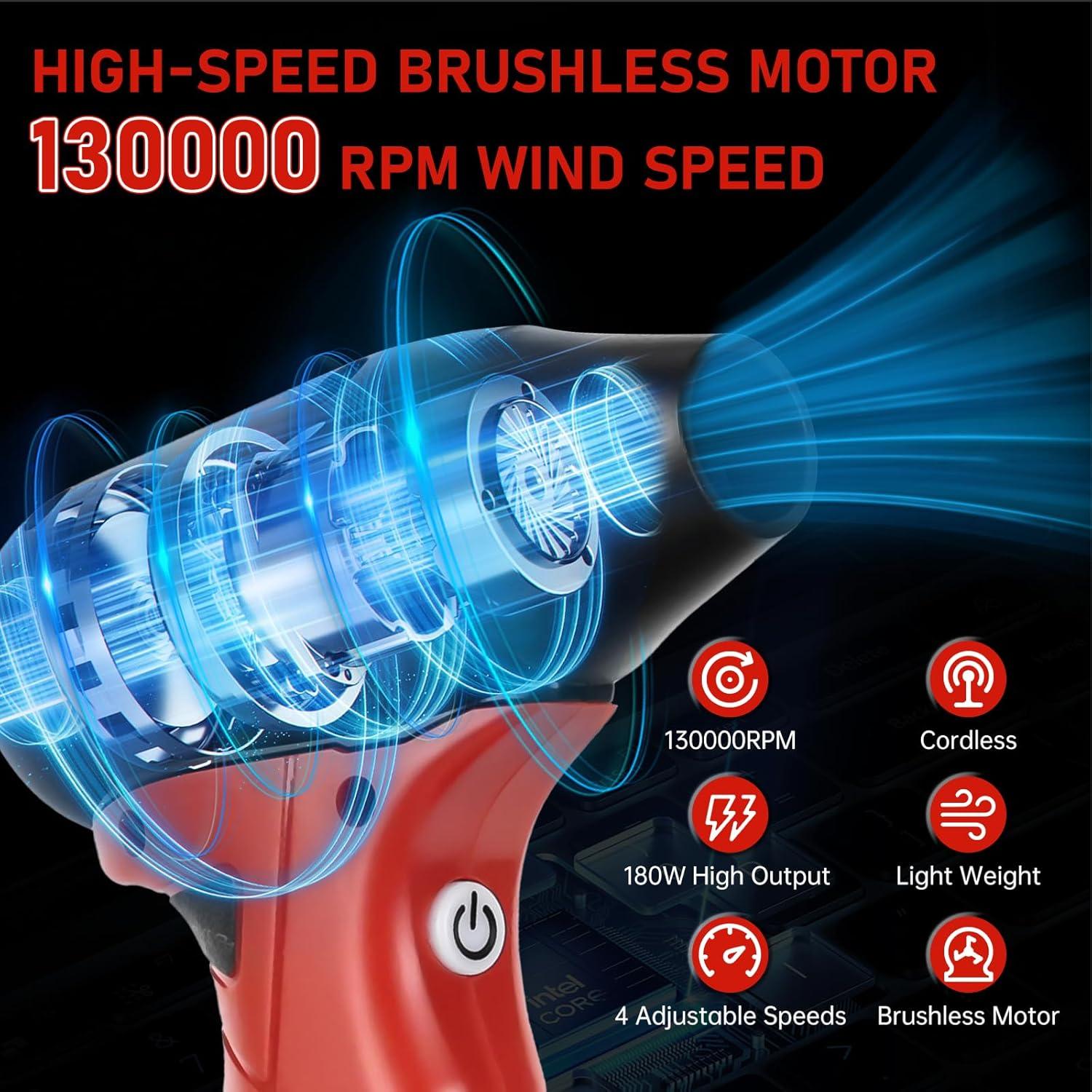 Soplador Mini Jet Inalámbrico RexLeLXB 18V 130000RPM 4 Velocidades