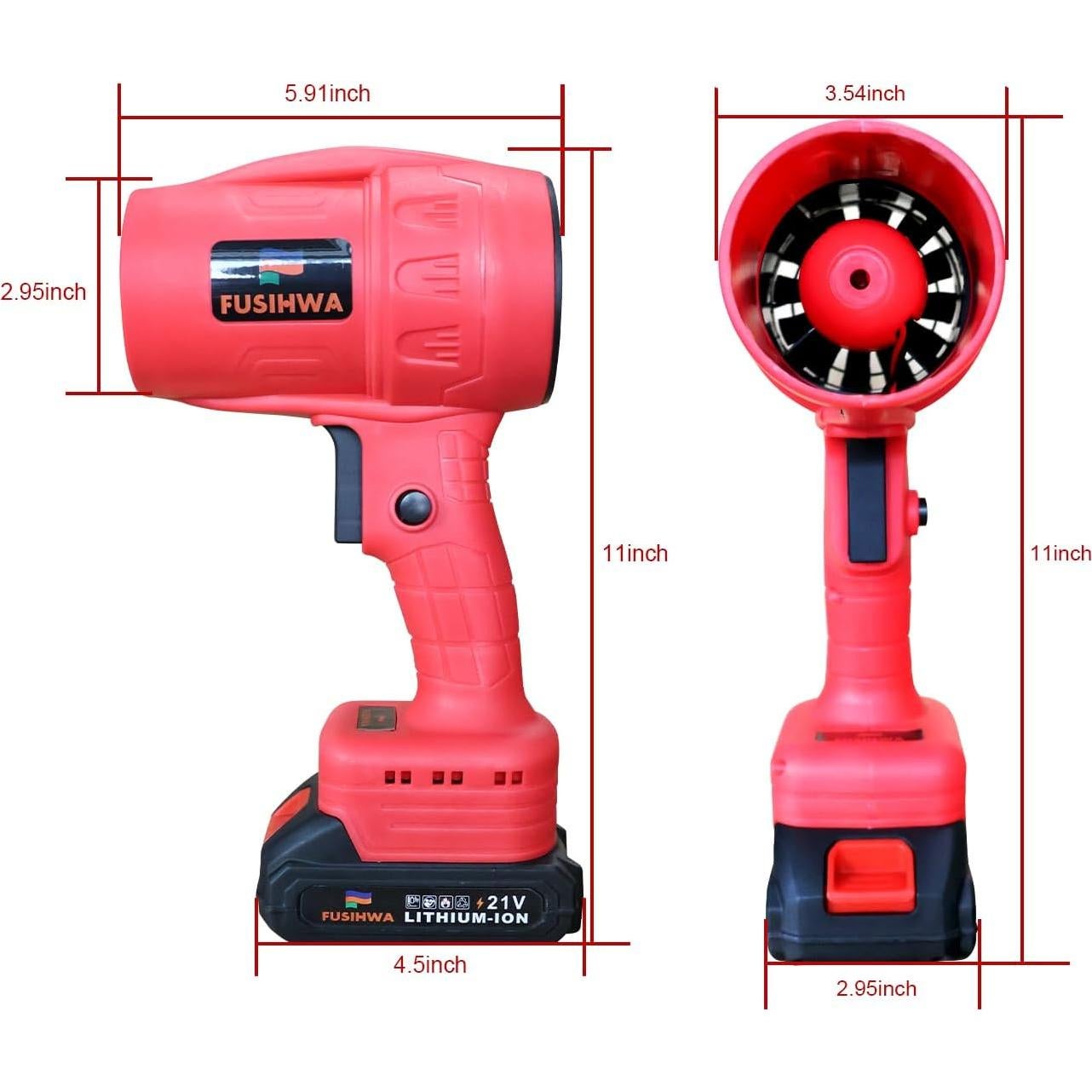 Soplador de Hojas Inalámbrico FUSIHWA 21V Mini Rojo 0.79kg