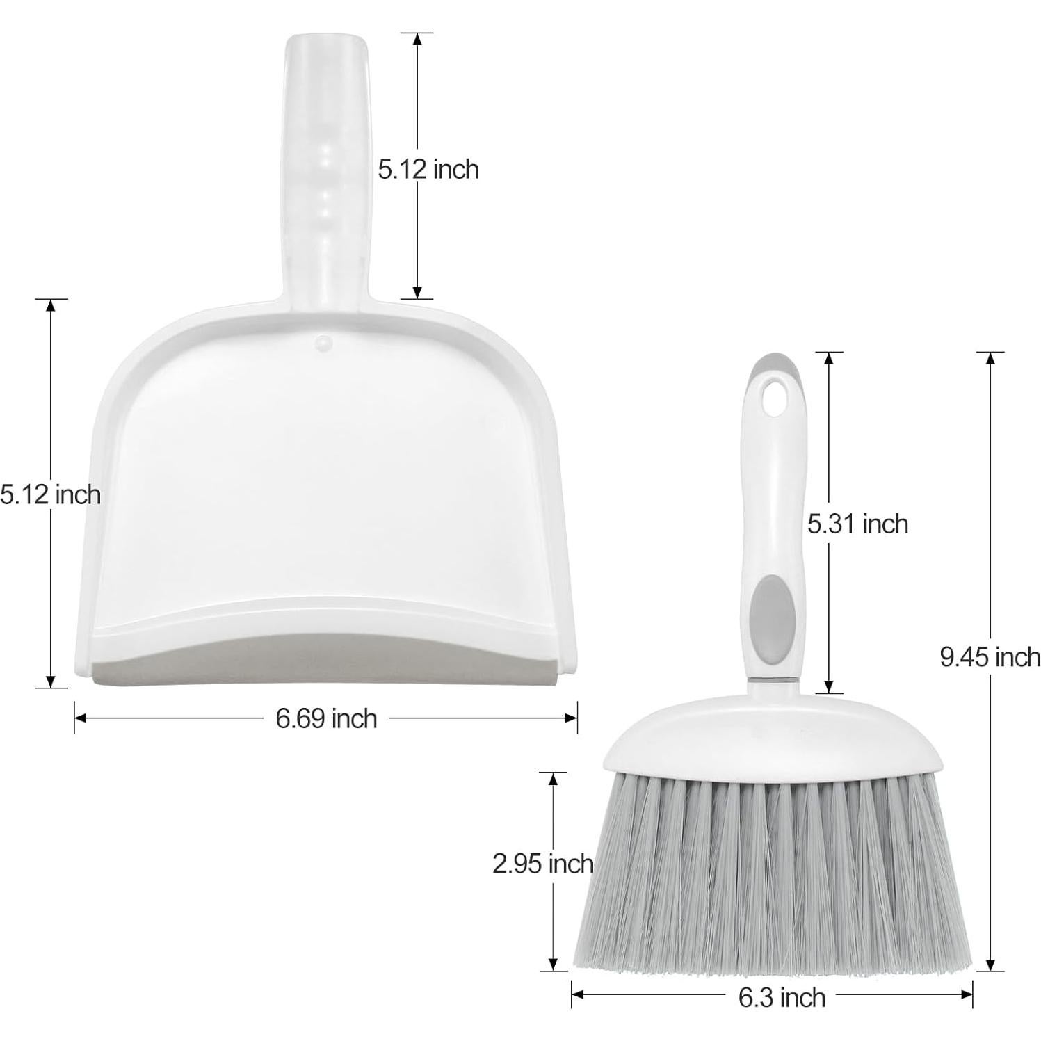 NACENA Juego de Escoba y Recogedor Mini, Gris y Blanco, 26.5x16.5cm