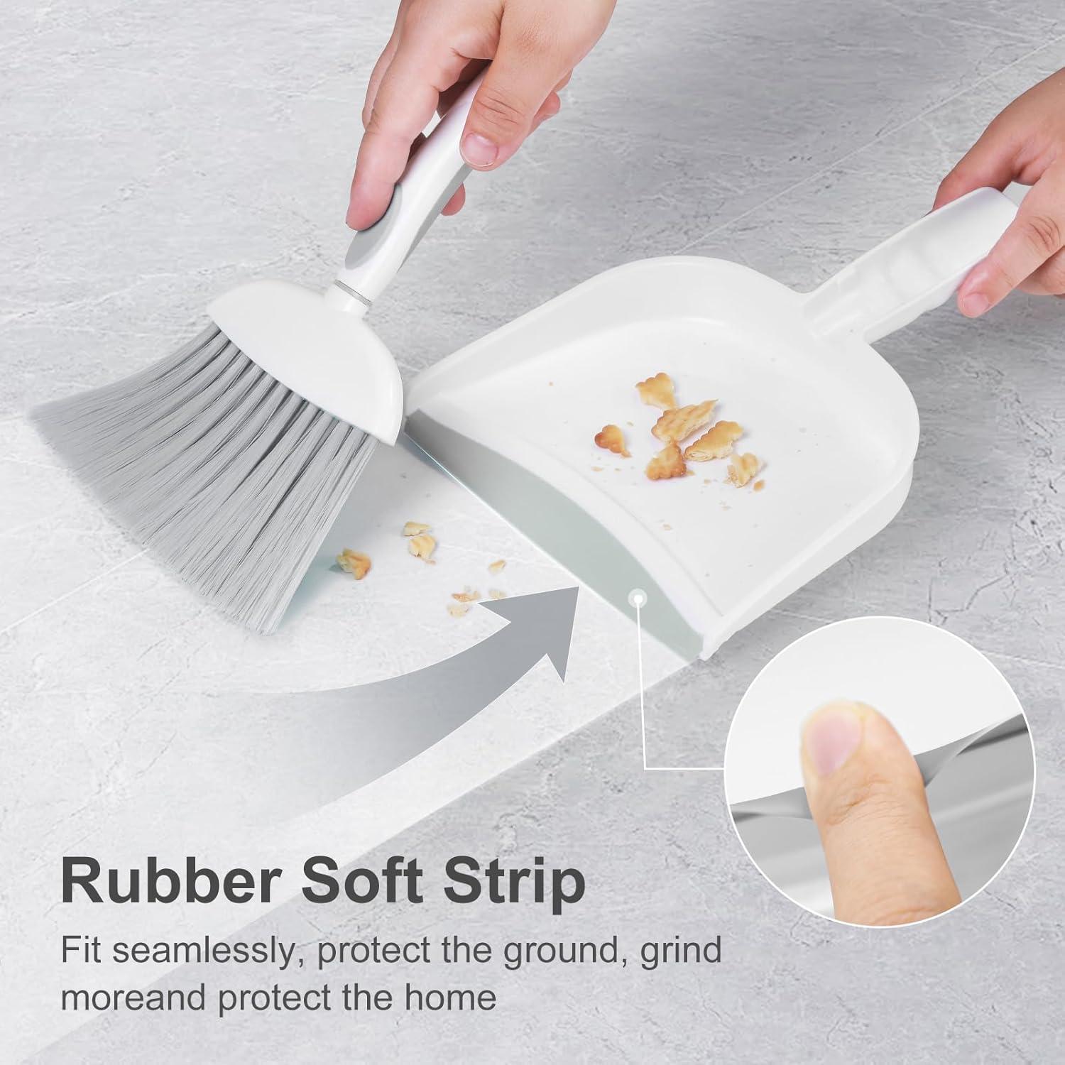 NACENA Juego de Escoba y Recogedor Mini, Gris y Blanco, 26.5x16.5cm