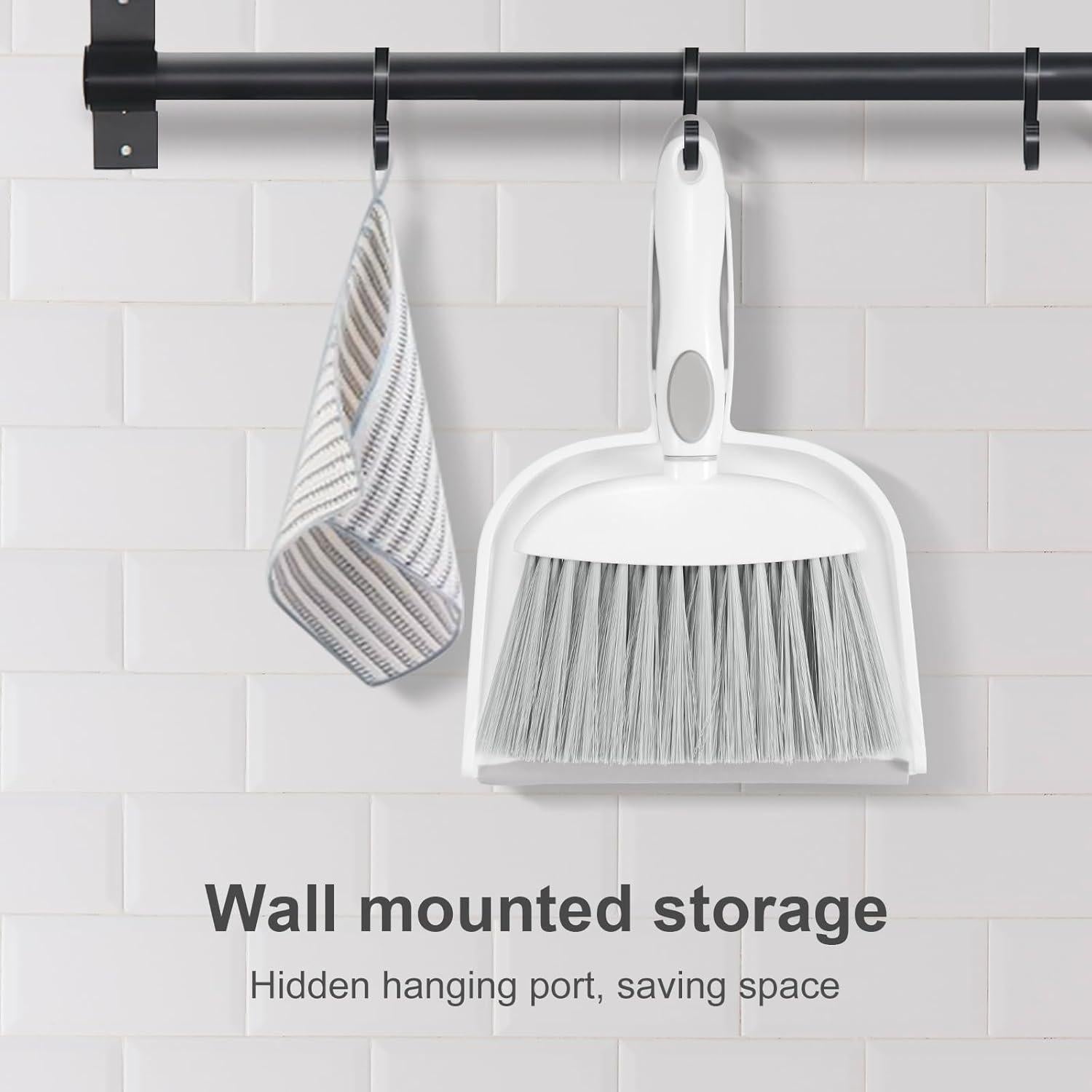 NACENA Juego de Escoba y Recogedor Mini, Gris y Blanco, 26.5x16.5cm