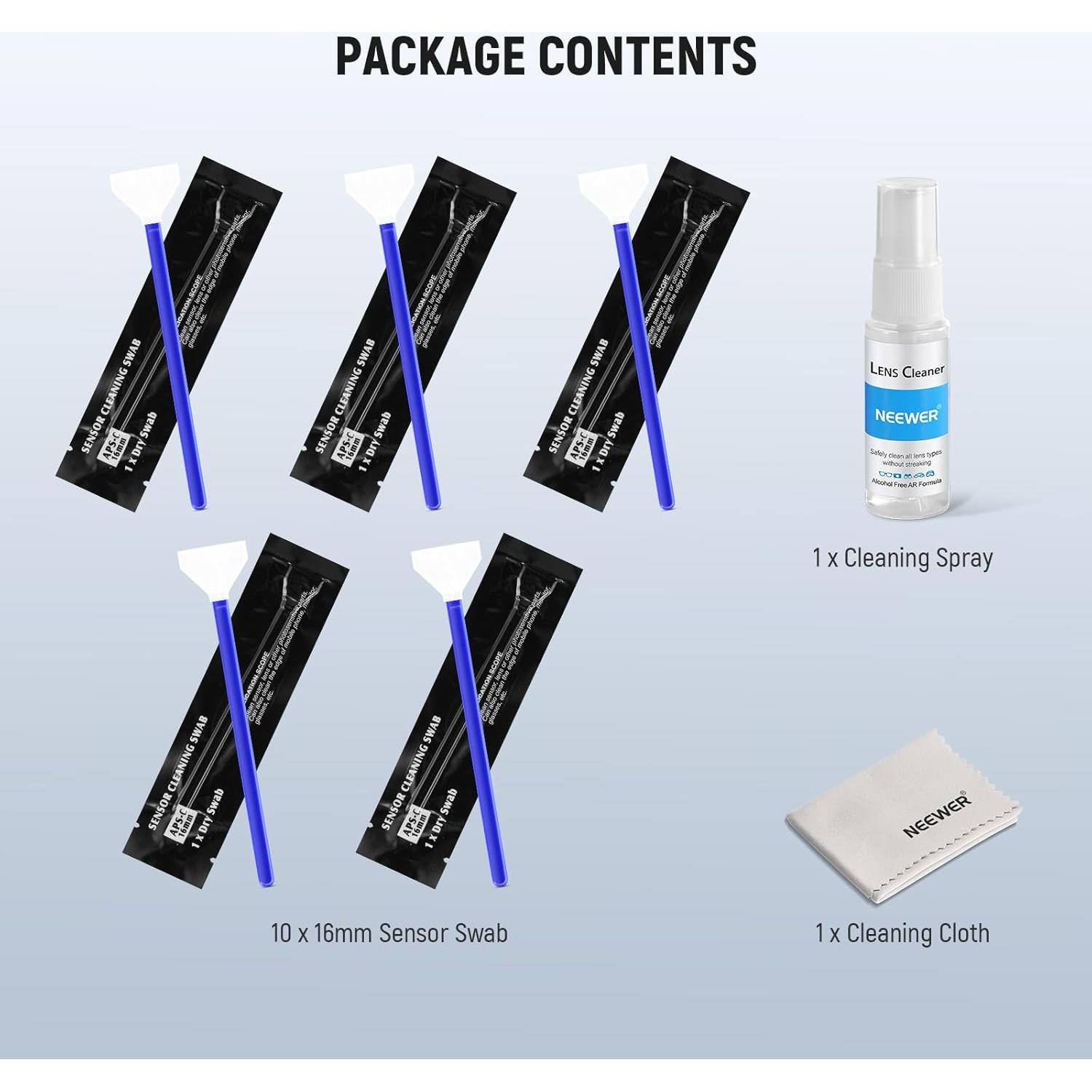 Kit de Limpieza de Lentes NEEWER 12 en 1 para Cámaras DSLR