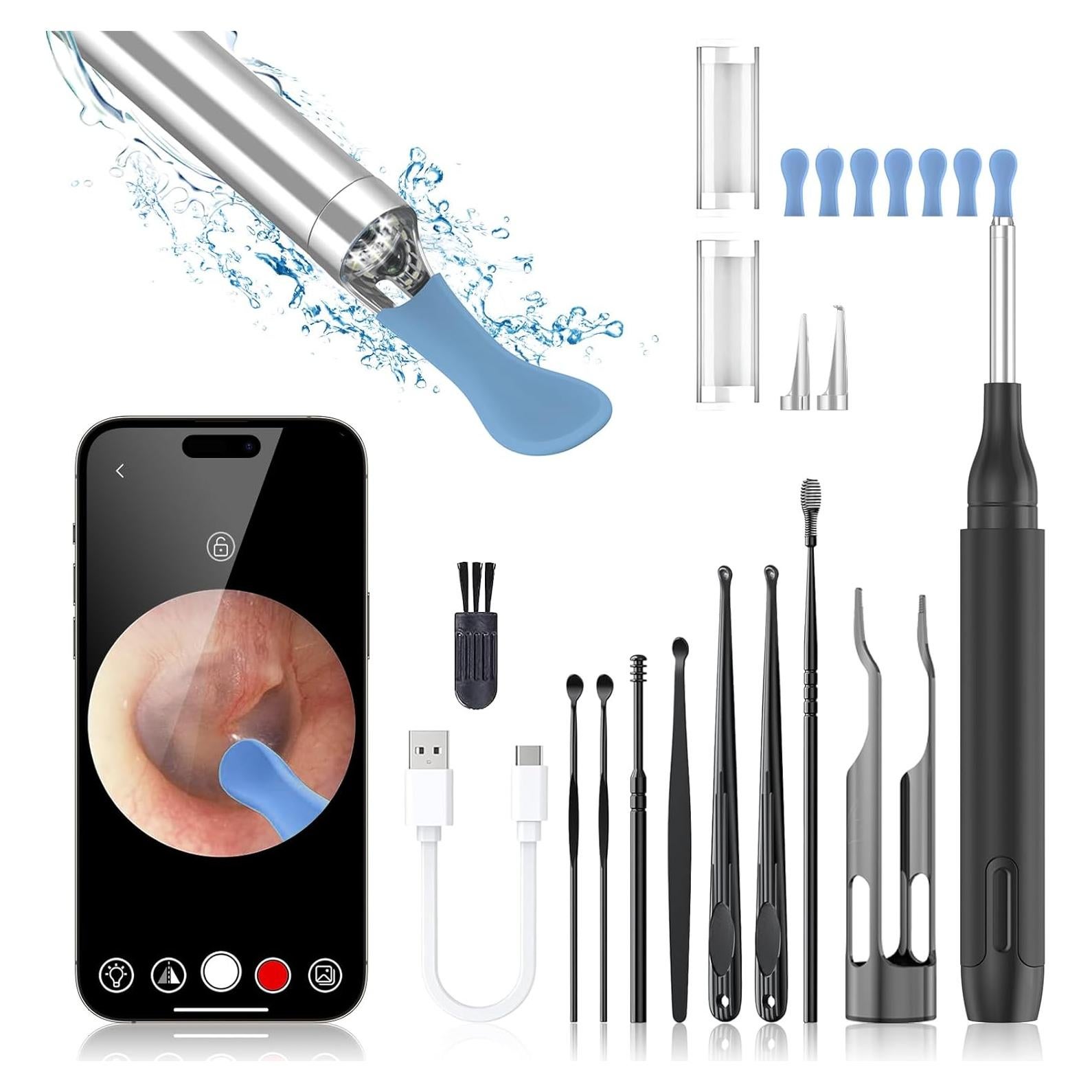 Kit Eliminación Cera de Oído Pobugy con Cámara 1080P y Luz