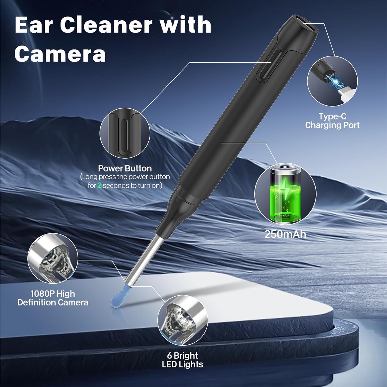 Kit Eliminación Cera de Oído Pobugy con Cámara 1080P y Luz