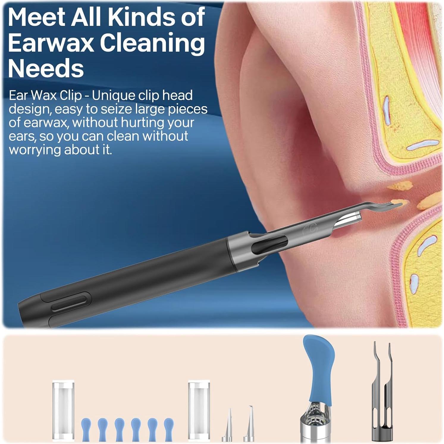 Kit Eliminación Cera de Oído Pobugy con Cámara 1080P y Luz