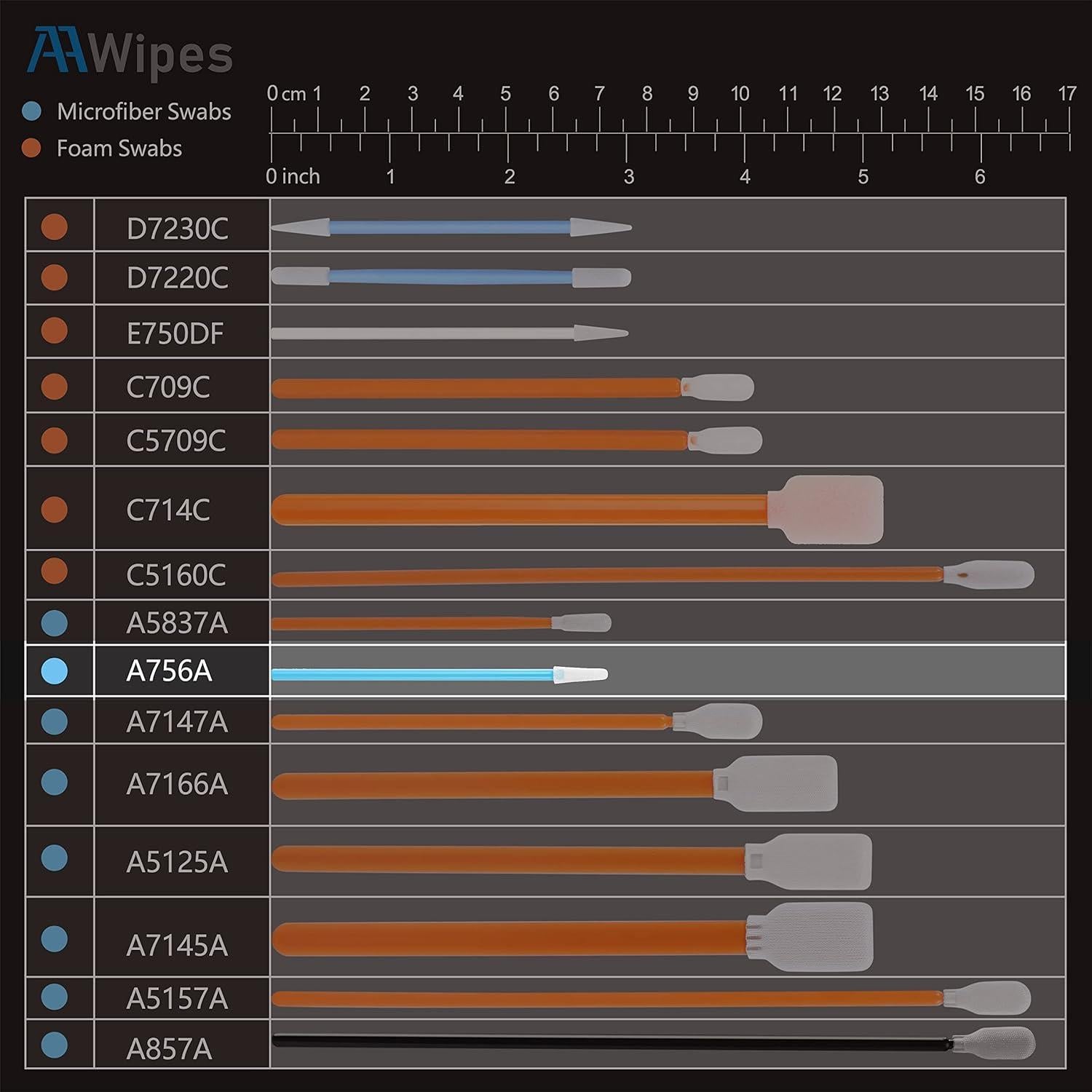 Bastones de Limpieza AAwipes 100 pcs Microfibra 7.3 cm