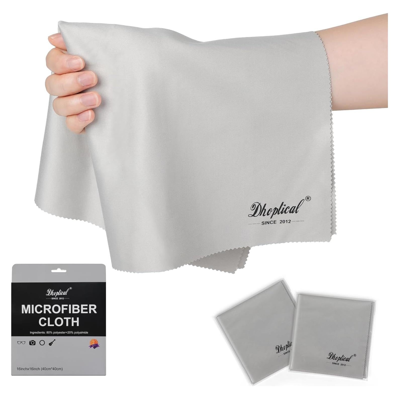 Paño de Microfibra Extra Grande 40x40cm Dhoptical Gris 2 Piezas