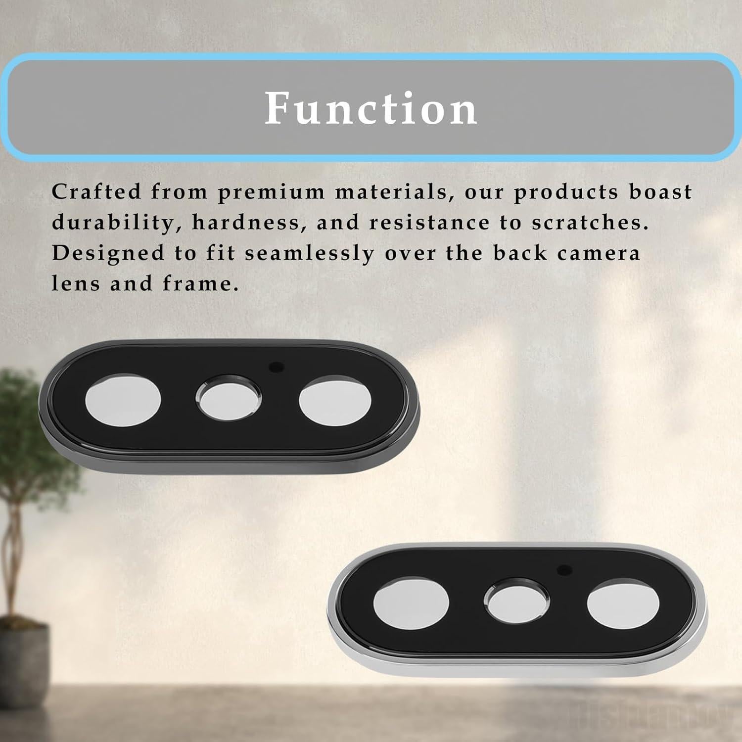 2 Juegos Lente Cámara Trasera iPhone X Risidamoy Gris Plateado