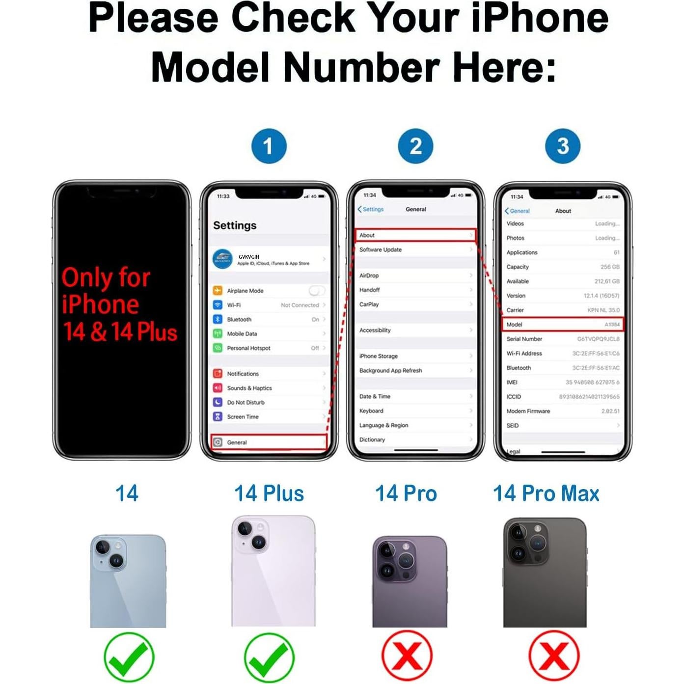 Reemplazo de Lente de Cámara Trasera GVKVGIH para iPhone 14/15