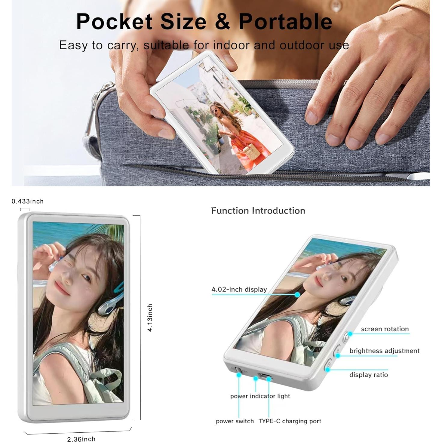 Monitor Selfie Inalámbrico Gisotu T1 para iPhone/Android 4.02"