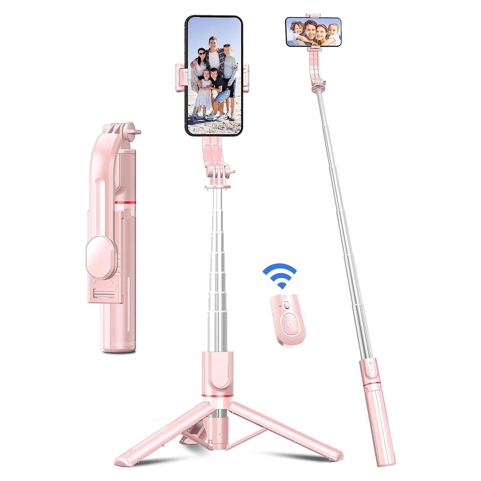 Trípode para Teléfono SelfieShow L12 Rosa Extensible 106 cm