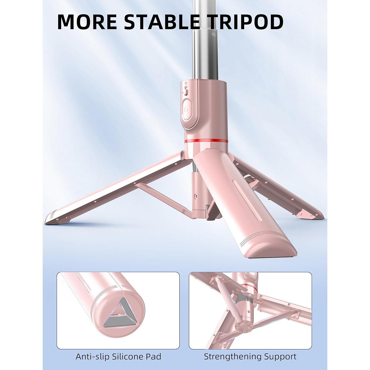 Trípode para Teléfono SelfieShow L12 Rosa Extensible 106 cm