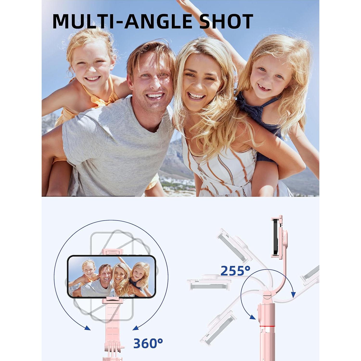 Trípode para Teléfono SelfieShow L12 Rosa Extensible 106 cm