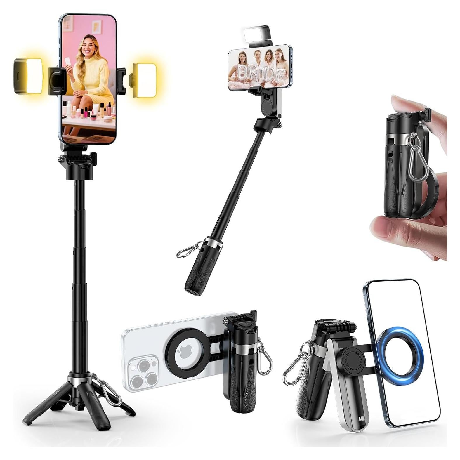 Trípode Mini Selfie CloudValley 4-en-1 con Luz y Control Remoto