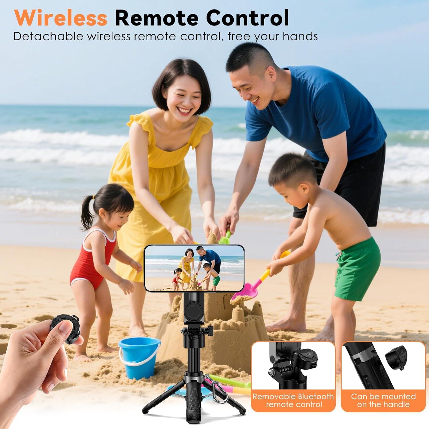 Trípode Mini Selfie CloudValley 4-en-1 con Luz y Control Remoto